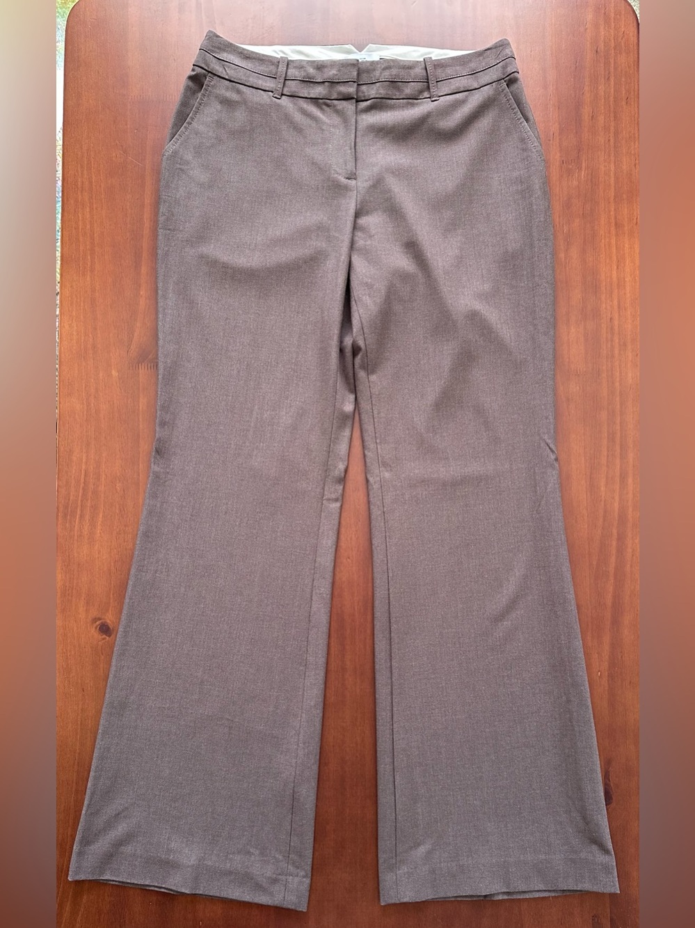 LOFT Julie Brown Boot-Cut Dress Pants with Back Cinch